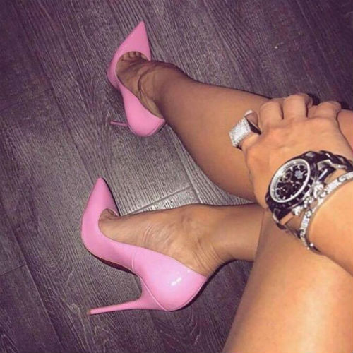 DECOLTÈ A PUNTA LUCIDE VERNICE NERE TACCO ALTO scarpe donna decolletè