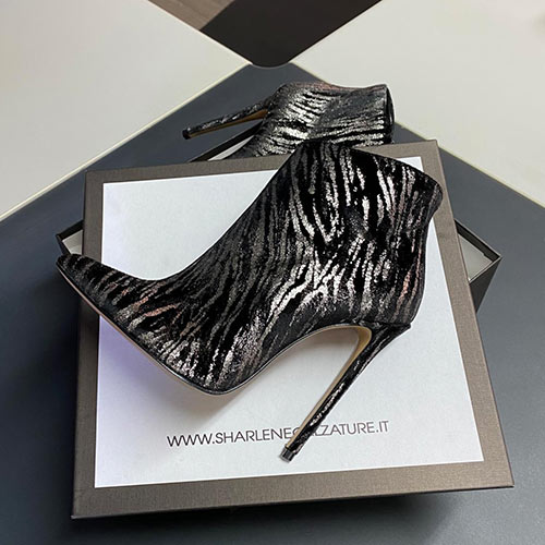 Tronchetto velluto tigrato laminato argento – COD. 29561 | SHARLENE