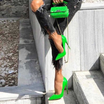 Décolleté vernice verde fluo – COD. 20622 | SHARLENE