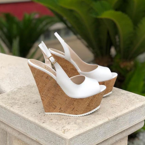 ZEPPA DÉCOLLETÉ white leather/cork - Code 25197 | SHARLENE