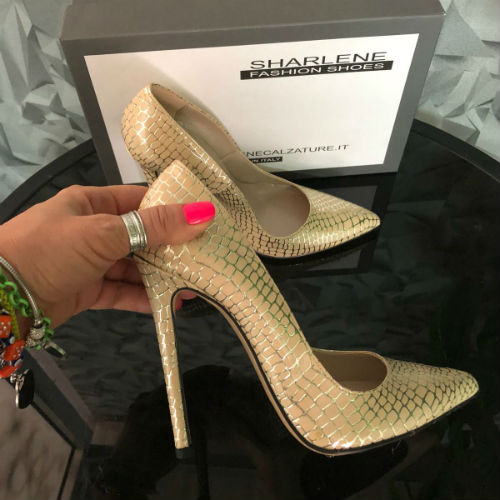 Zapatos de tacón de charol beige coco - COD. 20708 | SHARLENE