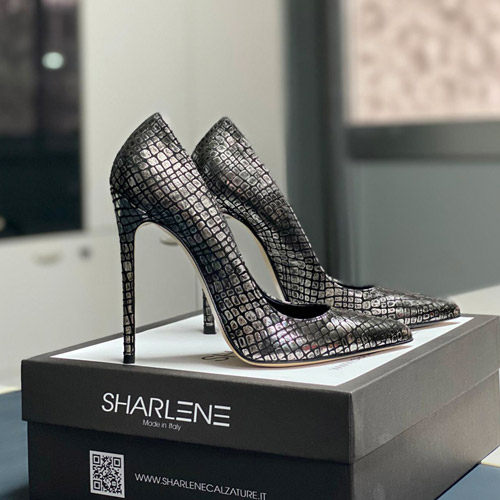 Décolleté laminato cocco argento spazzolato – COD. 30294 | SHARLENE