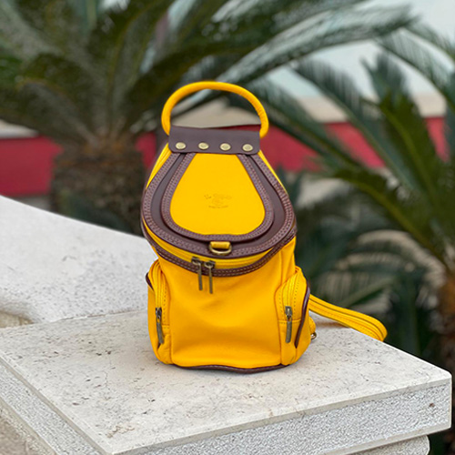 zaino vera pelle GIALLA/ MARRONE – cod. 30641 | SHARLENE