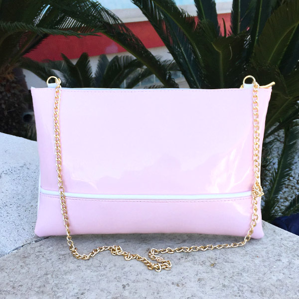 Pochette SHARLENE vernice rosa/ bianco – cod. 11621 | SHARLENE