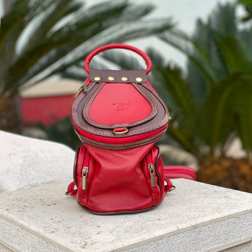 zaino vera pelle ROSSO/ MARRONE – cod. 30646 | SHARLENE