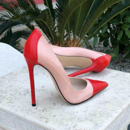 Décolleté vernice cipria/ pelle rossa – COD. 21392 | SHARLENE