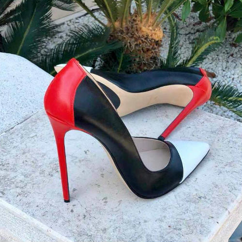 Zapatos de tacón de cuero negro rojo/blanco - COD. 21431 | SHARLENE
