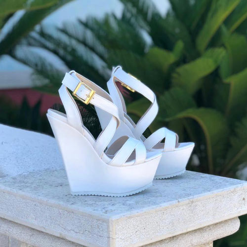 sandalo bianco zeppa