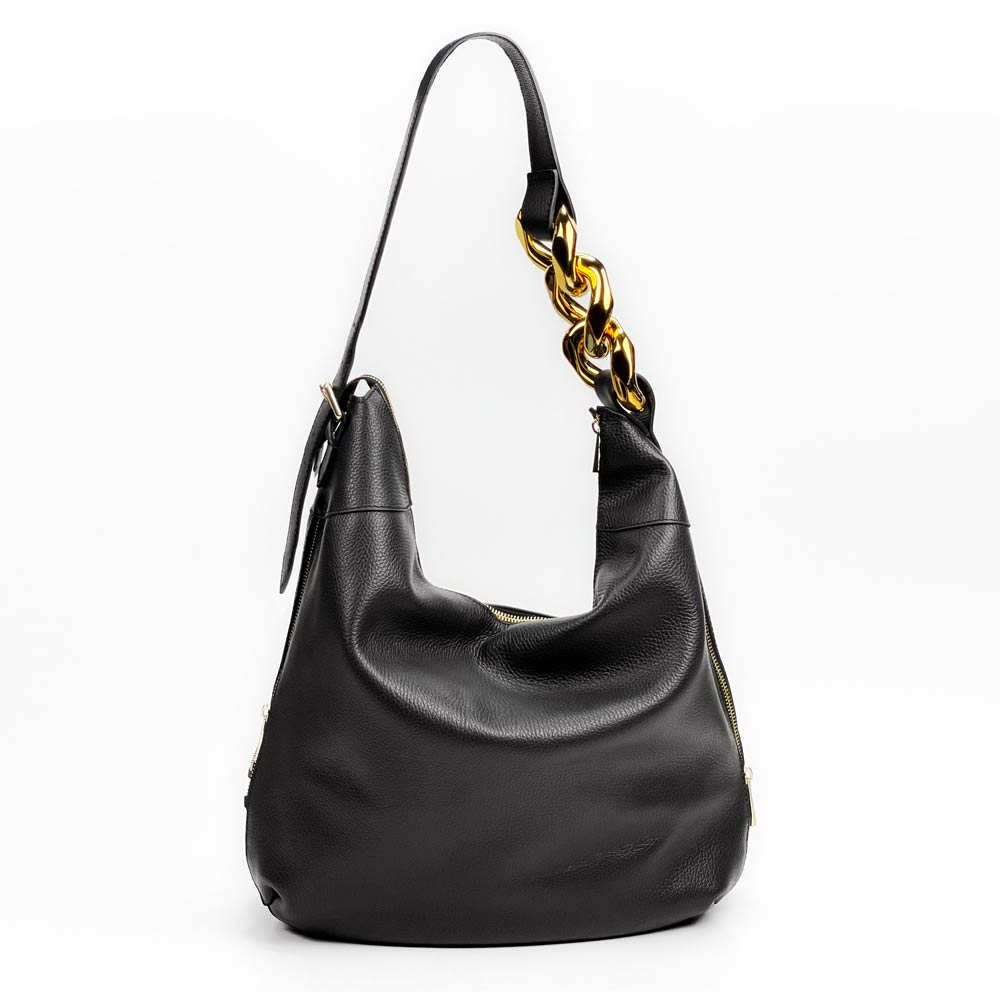 Borsa A Spalla Vera Pelle Nera – Cod. 27018 | SHARLENE